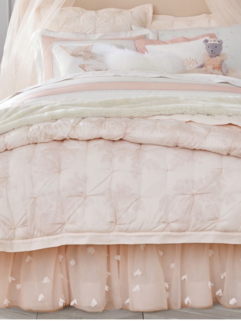Pottery Barn Kids Monique Lhuillier Blush Pink Ethereal Bed Skirt